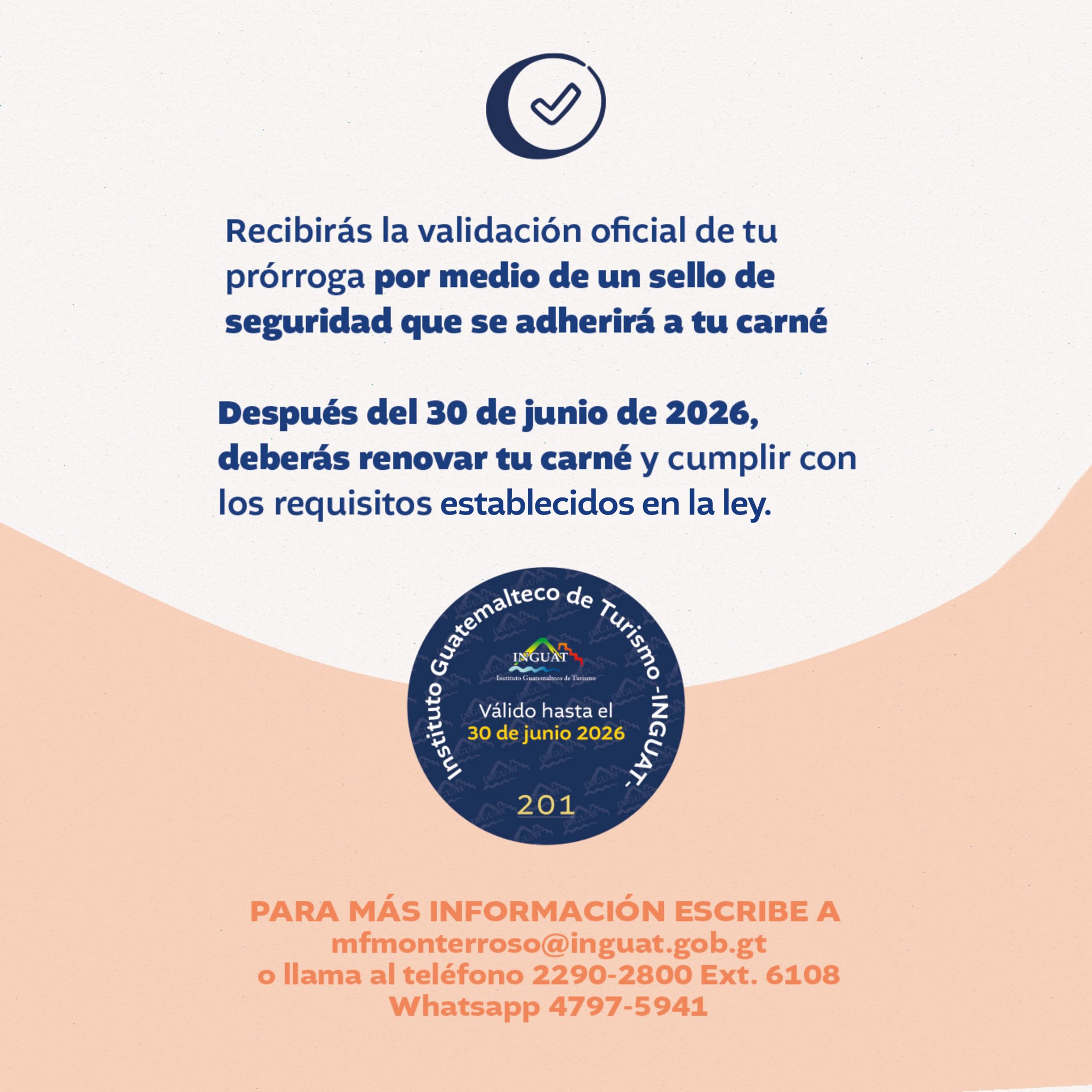 INGUAT autoriza la prórroga temporal de carnés vencidos, con vigencia hasta el 30 de junio de 2026