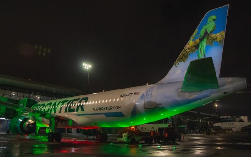 EL AVIÓN «VERDE EL QUETZAL RESPLANDECIENTE» DE FRONTIER AIRLINES ARRIBÓ A GUATEMALA